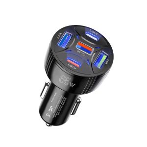 Type-C x 2 + USB x 3 Multi Port Car Charger (Black)