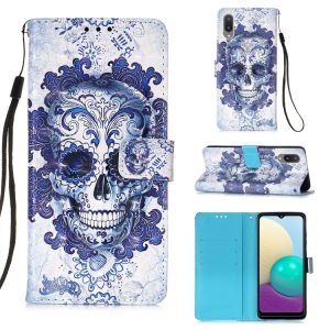 Galaxy A02 Blue Skull Wallet Case