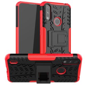 Motorola Moto E7 Tire Texture Shock Case with Holder