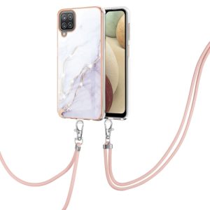 Galaxy A12 Marble Shock Case with Neck Lanyard