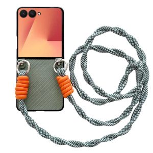 Samsung Galaxy Z Flip7 5G Woven Texture Phone Case With Colorful Lanyard