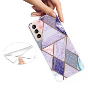 Galaxy S22 5G Marble Pattern Case-Glitter Purple