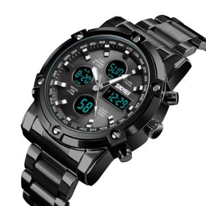 Business Digital Waterproof Watch with Stainless Steel Strap