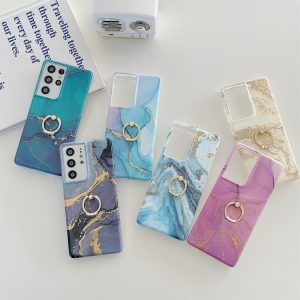 Galaxy A13 Ring Holder Glitter Marble Case