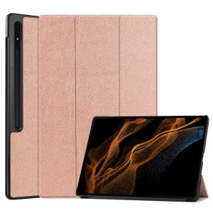 Galaxy Tab S8 Ultra Three-folding Texture Leather Tablet Case
