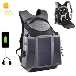 Solar Powered Backpack with USB Ports & Earphone Plug