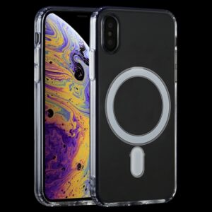 iPhone X / XS Magsafe Case Simple Magnetic Ring All-inclusive Clear Crystal Acrylic PC +TPU Shockproof Case(Transparent)
