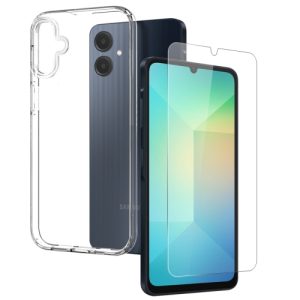 Samsung Galaxy A06 4G Transparent TPU Phone Case with Tempered Glass Film (Transparent)