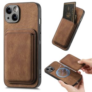 iPhone 15 Leather Card Bag Magnetic Phone Case