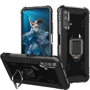 Huawei Honor 20 / 20S / Nova 5T Carbon Fiber Protective Case with 360 Degree Rotating Ring Holder
