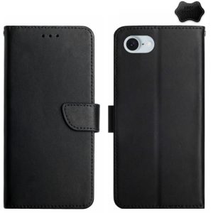 iPhone 16e Genuine Leather Fingerprint-proof Flip Phone Case