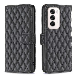OPPO Reno12 Global Diamond Lattice Wallet Leather Flip Phone Case