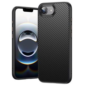 iPhone 16e Kevlar Fiber Shockproof MagSafe Phone Case (Black)