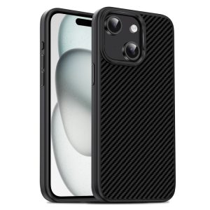 iPhone 15 Carbon Fiber Textured Oil Spray Phone Case