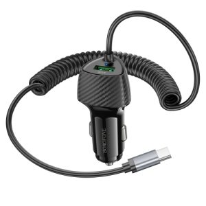 BOROFONE Solid PD30W Type-C Cable, QC3.0 USB Port Car Charger (Black)