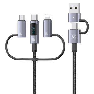 60W 6 in 1 Digital Display Fast Charging Cable (Titanium Gray)