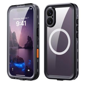 iPhone 17 Transparent IP68 Waterproof MagSafe Phone Case (Black Dark Grey)