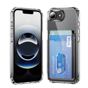 iPhone 16e Crystal Clear Card Slot PC Hybrid TPU Phone Case(Transparent)