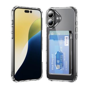 iPhone 17 Crystal Clear Card Slot PC Hybrid TPU Phone Case (Transparent)