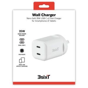 3sixT Wall Charger GaN 35W USB-C PD x2 - White