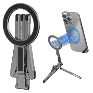 Magsafe Mobile Phone Magnetic Holder Desktop Tripod -Silver Grey